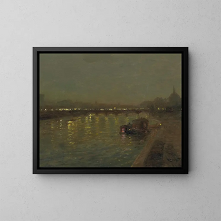 Lights on the Saint-Pré Bridge in Paris - François-Charles Cachoud — framed artwork on a wall