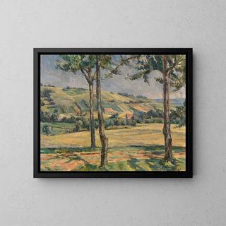 Landscape Painting with Three Trees - François-Charles Schenckbecher — framed artwork on a wall