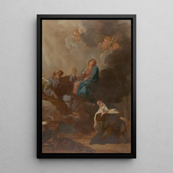 The Virgin placing Saint Theresa of Ávila under the protection of Saint Joseph - François-Guillaume Ménageot — framed artwork on a wall