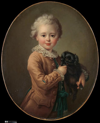 Boy with a Black Spaniel - François-Hubert Drouais — artwork view