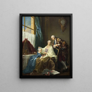 Family Portrait Painting - François-Hubert Drouais — framed artwork on a wall
