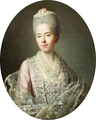 Portrait painting of René Anne Jacquette Guillemette Moulin de la Racinère, Madame d'Angot, 1727-1775 - François-Hubert Drouais — artwork view
