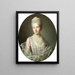 Portrait painting of René Anne Jacquette Guillemette Moulin de la Racinère, Madame d'Angot, 1727-1775 - François-Hubert Drouais — framed artwork on a wall