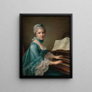 Portrait of a Woman Said to be Madame Charles Simon Favart, Marie Justine Benoîte Duronceray - François-Hubert Drouais — framed artwork on a wall