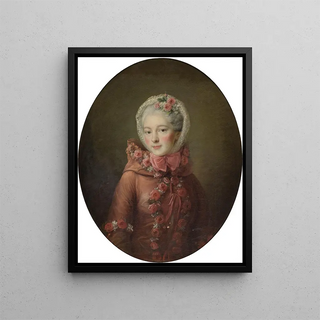 Portrait of a Young Woman - François-Hubert Drouais — framed artwork on a wall