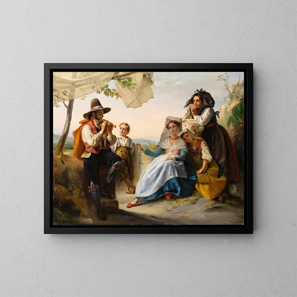 an Italian scene, the flute player - François-Joseph Navez — framed artwork on a wall