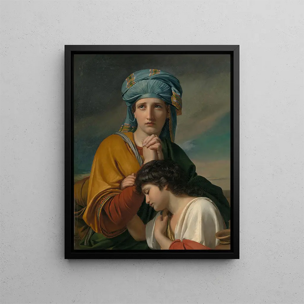 Agar in the Desert - François-Joseph Navez — framed artwork on a wall