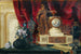 Nature morte painting with a gilded bronze clock and a Sèvres porcelain vase - François-Léonard Dupont — artwork view