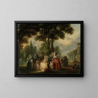 Gathering in a Park - François-Louis-Joseph Watteau — framed artwork on a wall