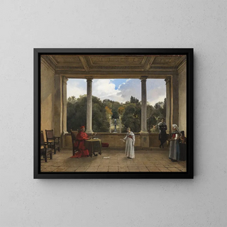 Audience with Cardinal Aldobrandini in the loggia of Villa Belvédère in Frascati - François-Marius Granet — framed artwork on a wall