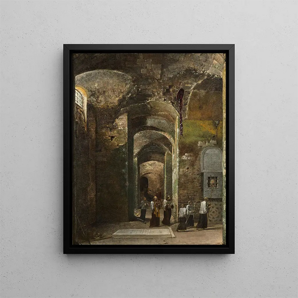 Procession dans la crypte de San Martino ai Monti à Rome - François Marius Granet — framed artwork on a wall