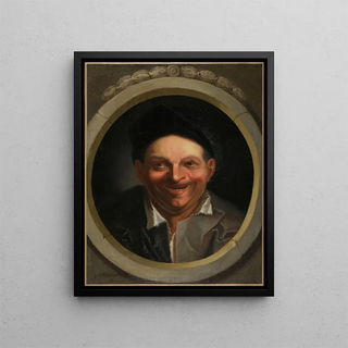 Portrait of a Laughterer - François-Simon Perillon — framed artwork on a wall