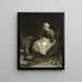 a woman peeling potatoes with broken glass in trompe-l'œil - François-Xavier Vispré — framed artwork on a wall