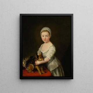 Portrait painting of Maria, later Marquise of Hereford, when she was a child - François-Xavier Vispré — framed artwork on a wall
