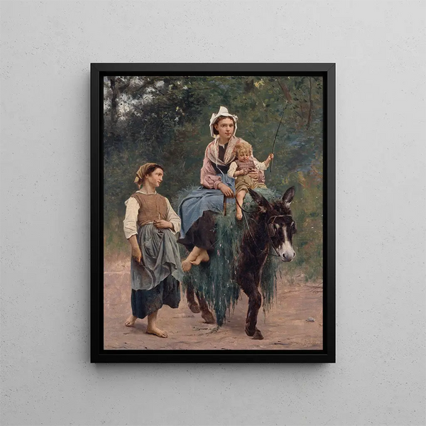 Family of Italian Peasant Farmers - François Alfred Delobbe — framed artwork on a wall
