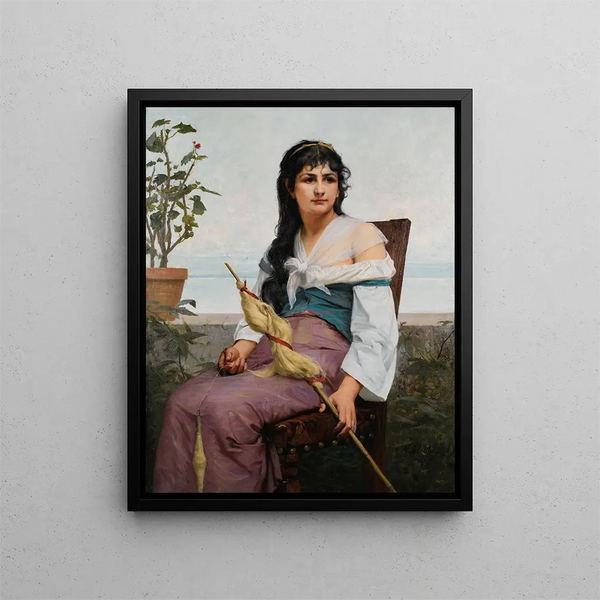The Spinner - François Alfred Delobbe — framed artwork on a wall