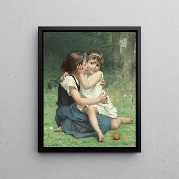 Fraternal Love Painting - François Alfred Delobbe — framed artwork on a wall