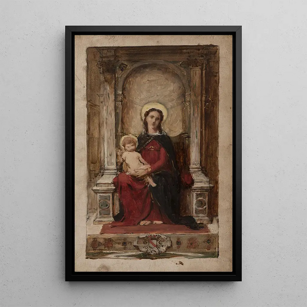 Virgin and Child - François Alfred Delobbe — framed artwork on a wall
