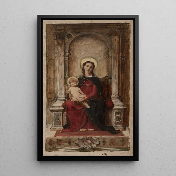 Virgin and Child Painting - François Alfred Delobbe — framed artwork on a wall