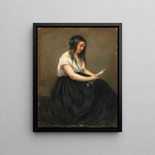 a woman reading a letter - François Antoine Léon Fleury — framed artwork on a wall