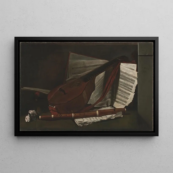 Attributes of Music - François Bonvin — framed artwork on a wall