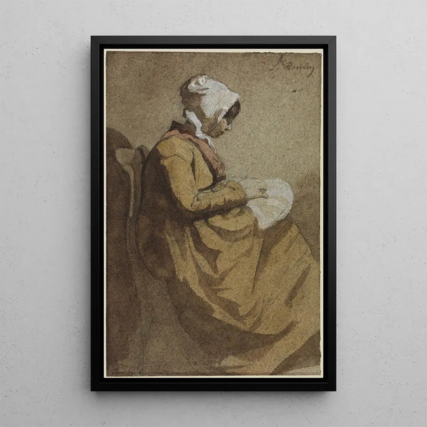 La Brodeuse - François Bonvin — framed artwork on a wall