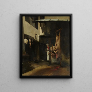 The butchery pig - François Bonvin — framed artwork on a wall