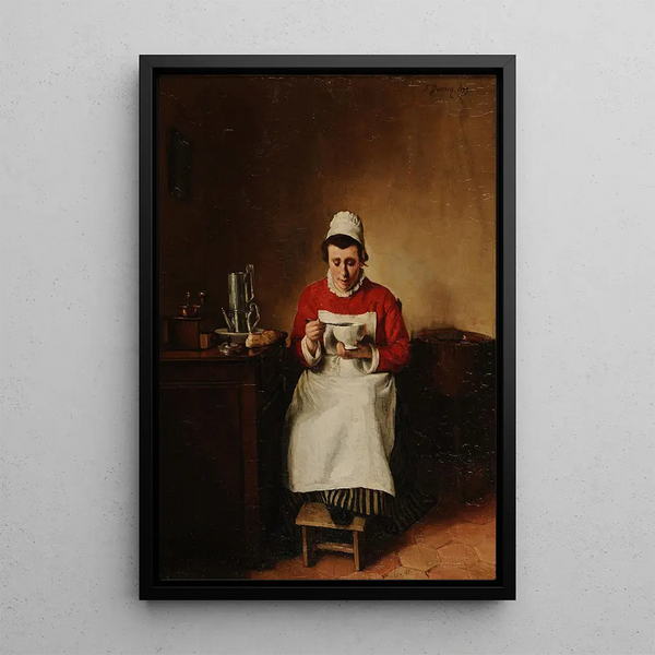 The breakfast or the coffee bowl - François Bonvin — framed artwork on a wall