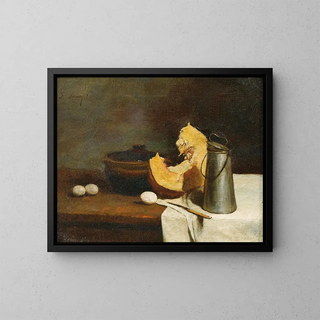 Still life with pumpkin - François Bonvin — framed artwork on a wall