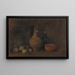 Still life with four fruits, glass, and pottery - François Bonvin — framed artwork on a wall