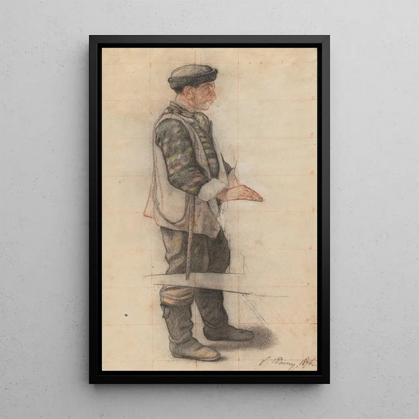 The stretcher bearer Study for The roofer falls - François Bonvin — framed artwork on a wall