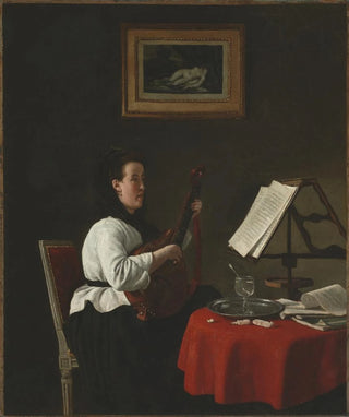 Young woman with mandolin Portrait of Louison Köhler - François Bonvin — artwork view