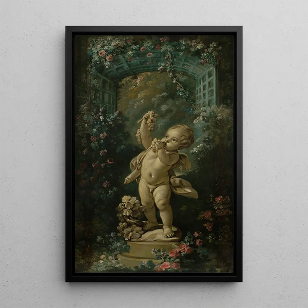 Love with Grapes - François Boucher — framed artwork on a wall