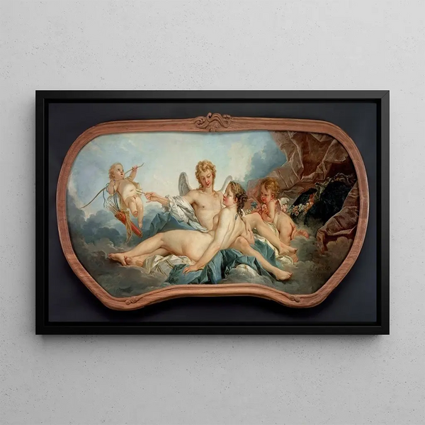 Cupid Blessing Psyche - François Boucher — framed artwork on a wall