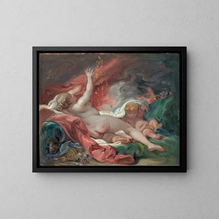 Study of Dana and the Golden Rain - François Boucher — framed artwork on a wall