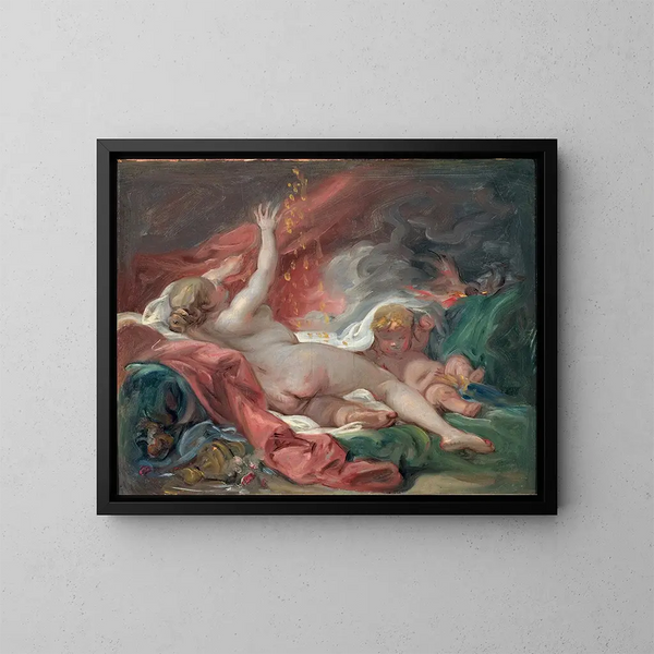 Study of Dana and the Golden Rain - François Boucher — framed artwork on a wall