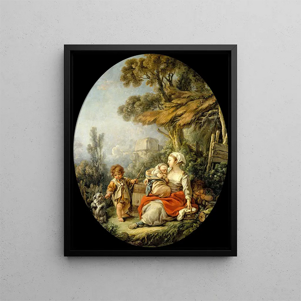 L'Heureuse Mère - François Boucher — framed artwork on a wall