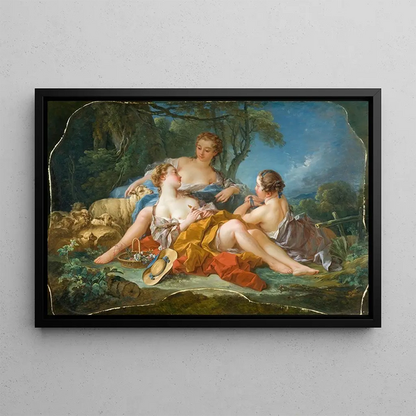 Les Confidences pastorales - François Boucher — framed artwork on a wall