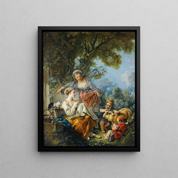 Pastoral Scene Painting - François Boucher — framed artwork on a wall
