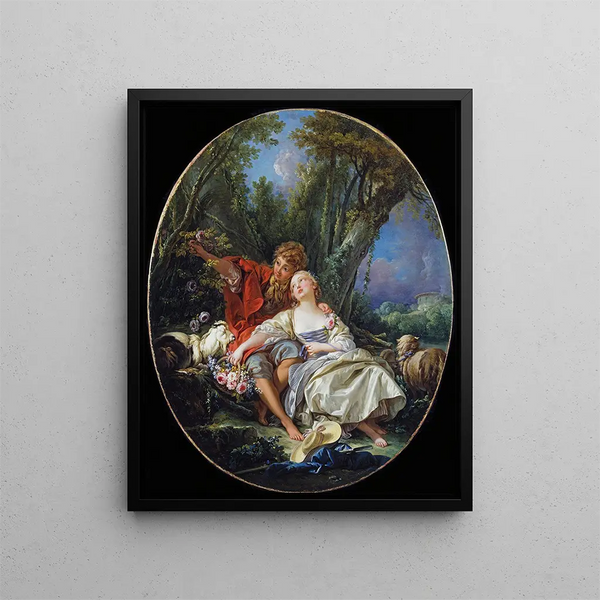 Berger et bergère au repos - François Boucher — framed artwork on a wall