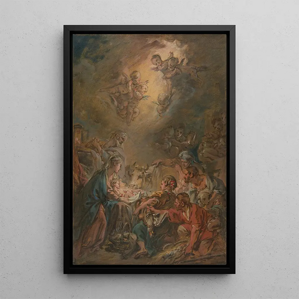 L'Adoration des bergers - François Boucher — framed artwork on a wall