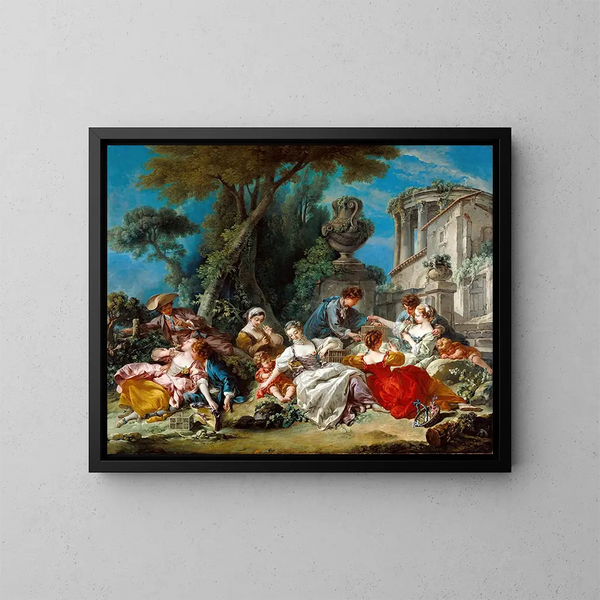 Les Attrapeurs d'oiseaux - François Boucher — framed artwork on a wall