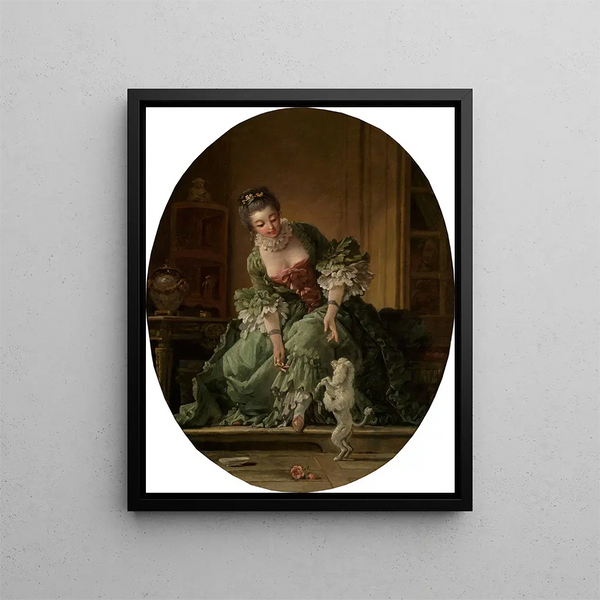 The docile puppy - François Boucher — framed artwork on a wall