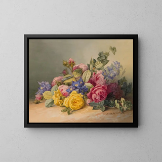 Nature morte avec des fleurs - François Charette — framed artwork on a wall
