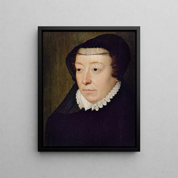 Portrait of Catherine de Médicis 1519-1589 Queen of France - François Clouet — framed artwork on a wall