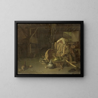 Nature morte dans une écurie - François Cornelis Knoll — framed artwork on a wall