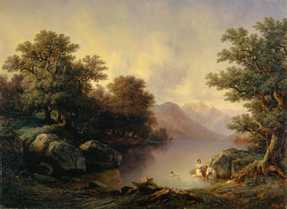 At the edge of Lake Brienz The Bathers - François Diday — artwork view
