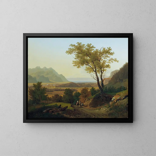 Landscapes of the Lowlands with Lake Geneva - François Diday — framed artwork on a wall