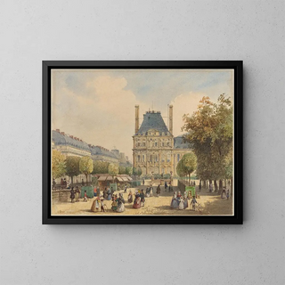 Rue de Rivoli and Pavillon Marsan - François Étienne Villeret — framed artwork on a wall