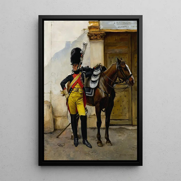 an elite soldier of the Imperial Guard - François Flameng — framed artwork on a wall